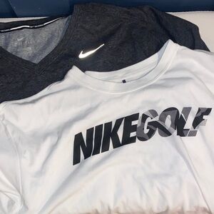 Nike Mens Golf Dri-Fit Shirts Bundle Dark Gray and White